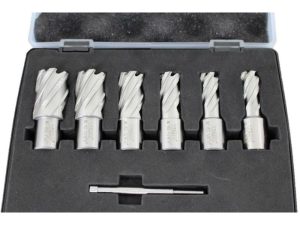 Annular Cutter | TEMO 6 piece 9/16 to 1" Annular Cutter Set Kit Weldon Shank Pilot Pin with Case Annular Cutter Annular Cutter