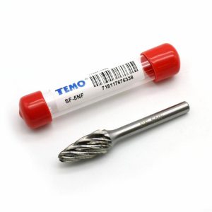 Carbide Burrs | TEMO SF-5 NF Aluminum Cut CARBIDE BURR FILE, 1/2" Round Tree, 1/4"D 2"L Shank Carbide Burrs Carbide Burrs