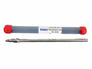 Carbide Burrs | TEMO SL-3L6 NF Aluminum Cut Carbide Burr FILE 3/8" 14deg Cone, 1/4"Dx6"L Shank Carbide Burrs Carbide Burrs