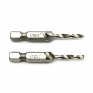 Drill Tap | TEMO 2 pc 6-32 Combination Drill and Tap Multi Use Deburr Countersink Hex Bit Cutting Tools Drill Tap