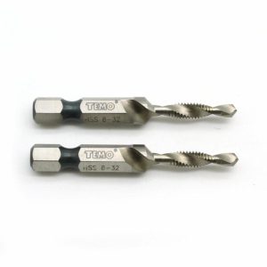 Drill Tap | TEMO 2 pc 8-32 Combination Drill and Tap Multi Use Deburr Countersink Hex Bit Cutting Tools Drill Tap