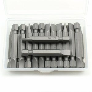 Flat | TMAX 25 pc 1/4 Inch Flat Impact Ready 2 Inch Length Slotted Screwdriver Insert Bit Hex Shank with Quick Release Slot Flat Flat