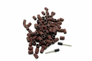 Sand Drum | TEMO 100 PC 1/4" Sand Drum Grit 180 Medium with 2 pc 1/8" Mandrel Rotary Tools Rotary Tools Sand Drum