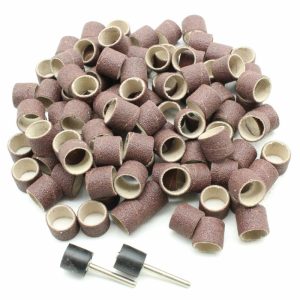 Sand Drum | TMAX 100 pc 1/2 Inch Sand Drum Grit 120 Medium with 2 pc 1/8 Inch Mandrel for Dremel Rotary Tools Rotary Tools Sand Drum