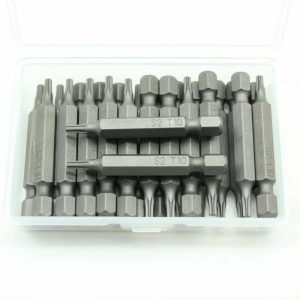 Torx | TEMO 25pc 2" T-10 Torx 6 point Screwdriver Insert Bits Hex Shank w Security Slot Screwdrivers Torx